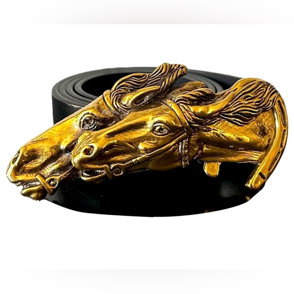 Vintage Gucci Equestrian Double Horse Head Belt - Size 85 / 34